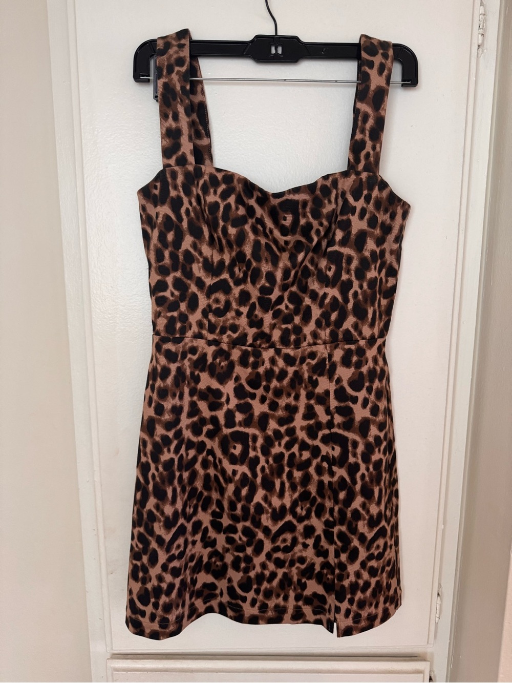 Reformation Leopard-Print Square-Neck Mini Dress - Brown/Black
